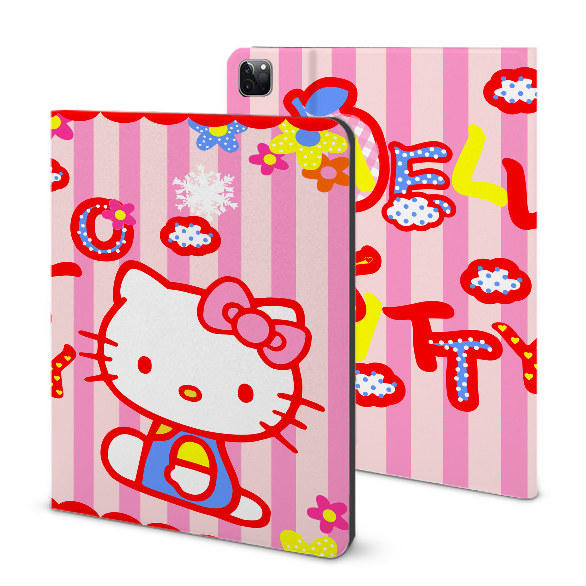 （画像用） Hello Kitty ハローキティ IPad ケース ブック型 PUレザー TPU 耐衝撃 軽量 薄型 ペン収納なし 全面保護 IPad 各モデル対応